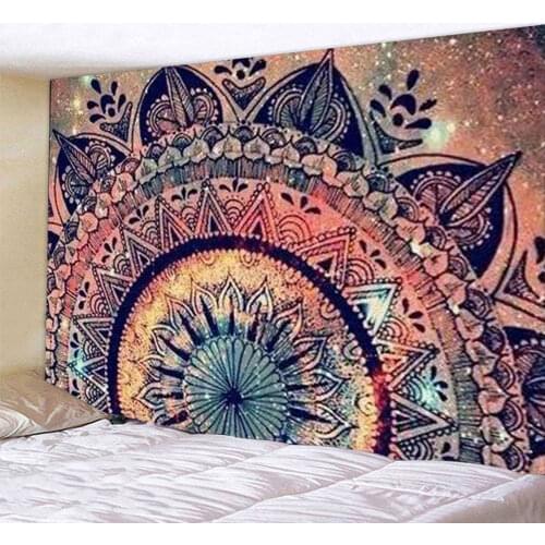 Indianmandala Hippie Bohemian Psychedelic Peacock Mandala Wall Hanging Bedding Tapestry Wall Carpet Yoga Mats 95x73cm/150x130cm