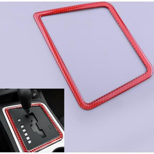Red Carbon Fiber Car Gear Shifter Frame Cover Trim Fit for Dodge Challenger 2008 2009 2010 2011 2012 2013 2014 Left Hand Drive
