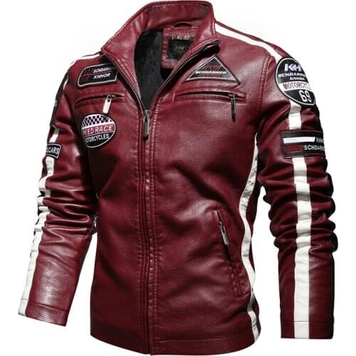 Autumn Winter Mens Motorcycle PU Leather Jacket Color Block Patchwork Plus Velvet Racing Suit Leather Jacket Man Large Size 4XL
