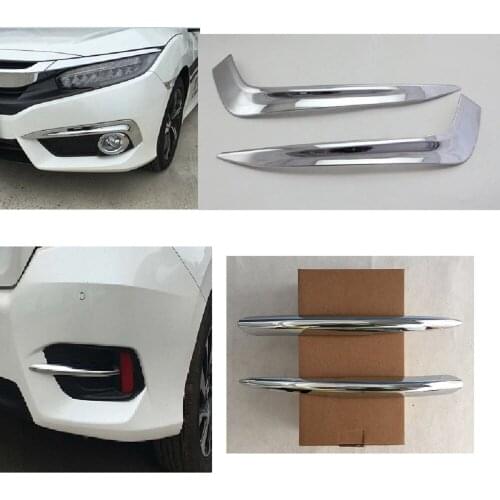 Hot Car head front fog Eyebrows/trim light lamp frame stick ABS Chrome cover 2pcs For Honda Civic 10th Sedan 2016 2017 2018 2019