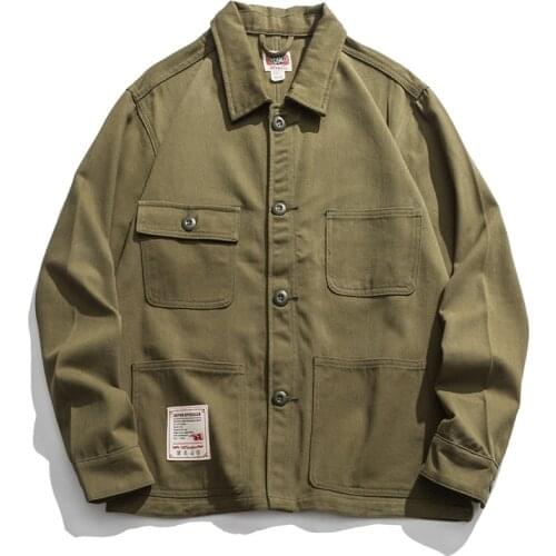 Mens Jackets Mens Multi-pocket Vintage Safari Style Jacket Coat Original American Casual Retro Overalls Jacket Male Outerwear