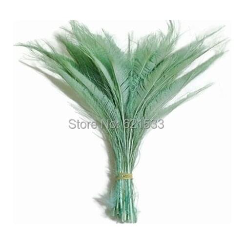 Mint Feathers,100Pcs/Lot- AQUA GREEN BLEACHED Peacock Swords Cut Feathers,25-30cm,Peacock Feathers for Wedding diy Decoration