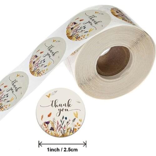 500Pcs/roll Floral Thank You Sticker For Seal Label Scrapbooking Christmas Sticke Decoration Sticker Stationery Sticker New