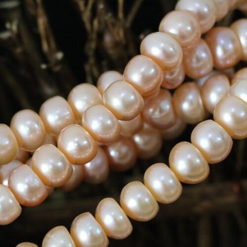 Natural beauty cultured freshwater pearl 9-10mm orange button abacus rondelle loose beads gift fashion diy jewelry 15inch B1388
