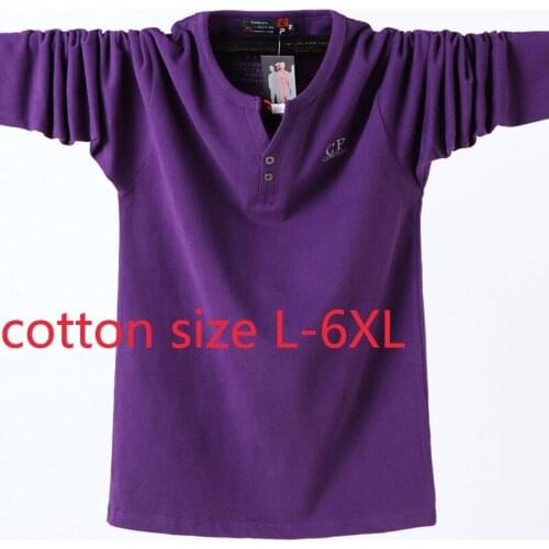 New Arrival Fashion Large Long Sleeve Casual Men Pure Cotton V-neck Knitted T Shirt Plus Size M L XL 2XL 3XL 4XL 5XL 6XL