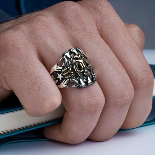 New Trendy Real 925 Sterling Silver Seljuks IYI Rings Jewelry Made in Turkey in a luxurious way for men with gift All Size