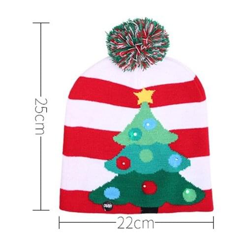 New Christmas Decorations Knit LED Lamp Hat Christmas Tree Snowman Adult Children Hat Christmas Decorations for Children Hat