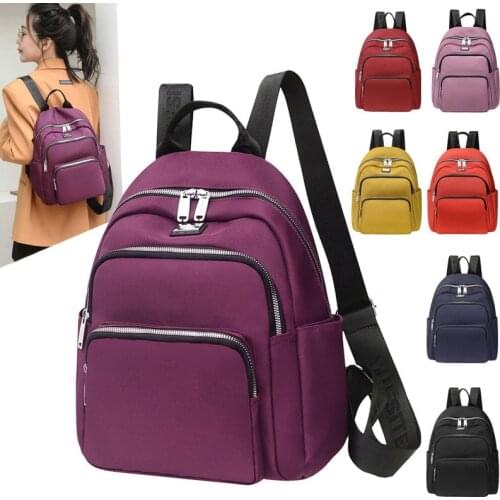 Solid Nylon Cloth Feminina Backpack Women Casual Daypack Ladies Youth Teens Backpack Bag Day Back Pack for Women Black Purple