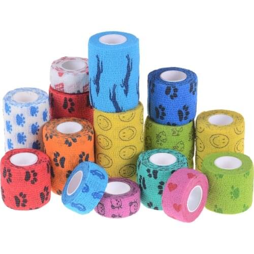 Outdoor Bandage First Aid Kit Waterproof Adhesive Elastic Bandage Self Adhesive Breathable Tape Colorful Pet Bandage