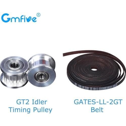 GmFive GT2 Idler Timing Pulley Bore 3mm With/without Teeth + GATES-LL-2GT Belt Width 6MM Pulley Belt 3D Printers Parts