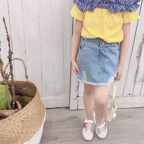Toddler Girl Skirts Fashion Korean Hole Denim Skirt for Girls High Quality Baby Girl Skirt 2 3 4 5 6 Years Children Skirt Summer
