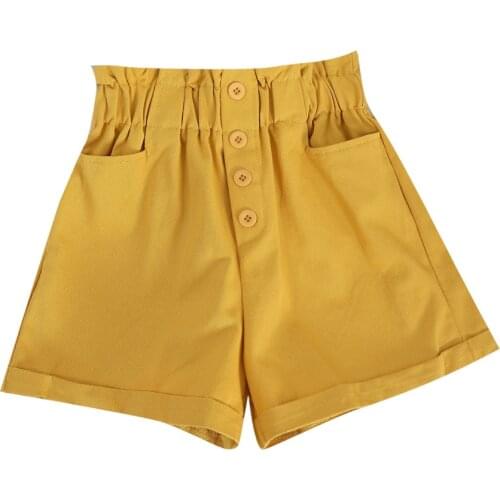 Bud Shorts Female Summer Korean Japan Style High Waist Loose Wide Legged Slim Leisure Shorts With Button Pocket Sweet Shorts