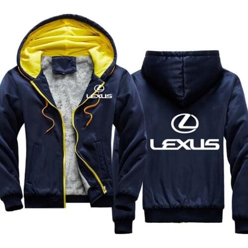 Winter Fashion Lexus Car Logo Hoodies Men Hoody Plus velvet thickening Fleece Cotton Zipper Jacket Harajuku Male Clothing