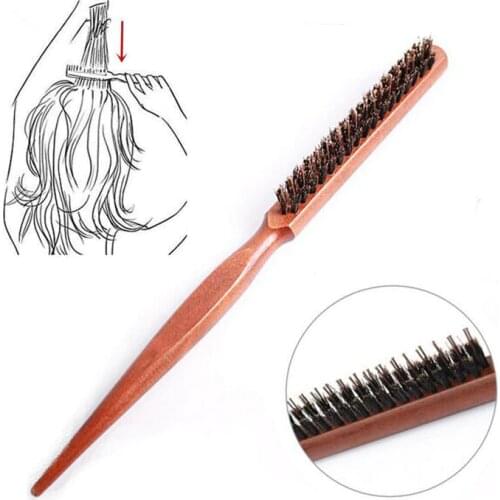 High Quality Wood Handle Natural Boar Bristle Hair Brush Fluffy Comb Hairdressing Barber Hair Styling Tools 1pc