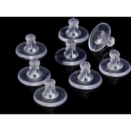 100-200Pcs Earrings Jewelry Accessories Rubber Back Silicone Round Ear Plugging Blocked Plastic Earring Back Stoppers for DIY