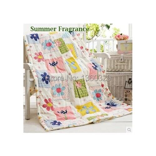 100%Cotton Cartoon Floral Adult Summer Quilt Blanket Plus Size 220*240cm Printed Textile Bedspreads Bedding Sets Freeshipping