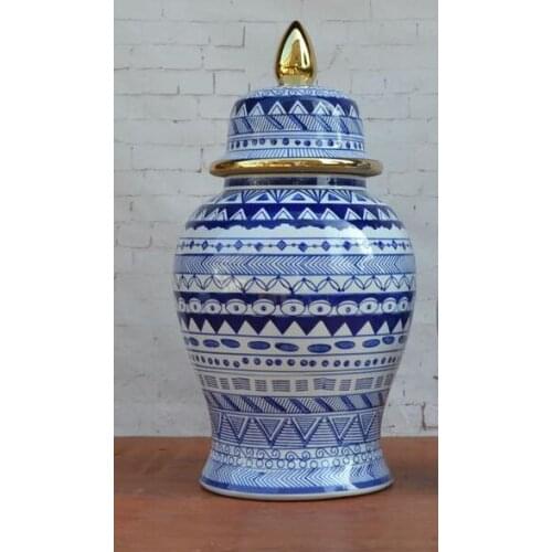 18 Inches European style blue and white porcelain ginger jar ceramic