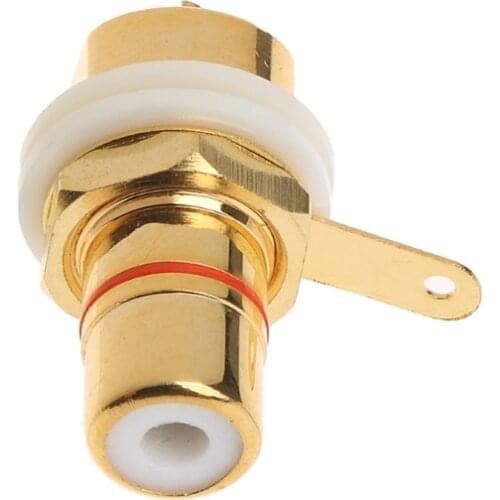 2 Pcs Gold Plated Copper RCA Female Phono Jack Panel Mount Chassis Connector