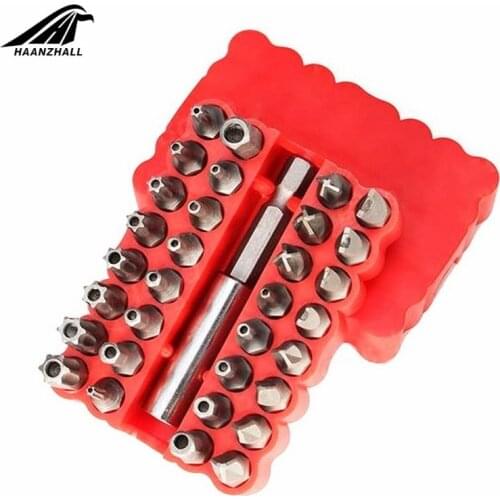 33pcs Security Bit Set with Magnetic Extension Bit Holder Tamper Star Screwdriver Bits Set
