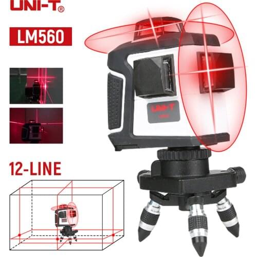 UNI-T 12 Line 3D Laser Level Wall Sticking Instrument High Precision 360 Horizontal And Vertical Cross Red Beam Line