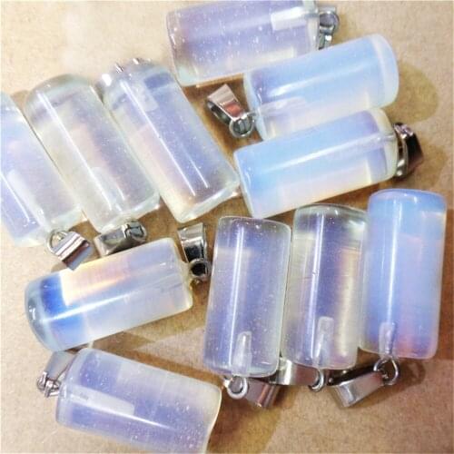 50Pcs 25x10mm Wholesale White Opal Cylindrical Pendant Bead DIY Earrings Jewelry Accessories S570