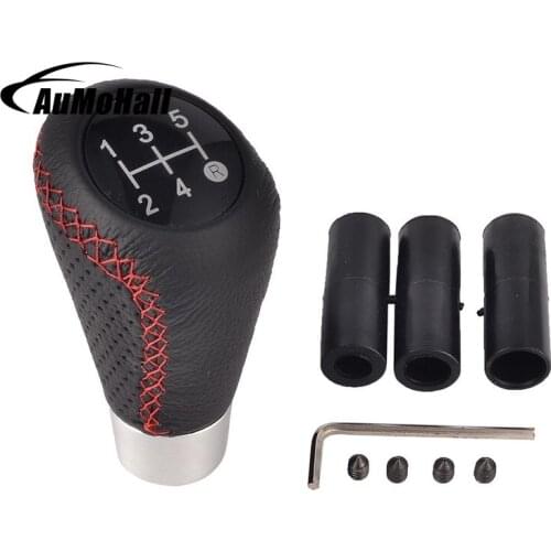 Car Styling Black/Red Gear Shift Knob Universal Manual Car Gear Shifter Shift Lever Knob Cover Leather 7.5x6.5x13.5cm