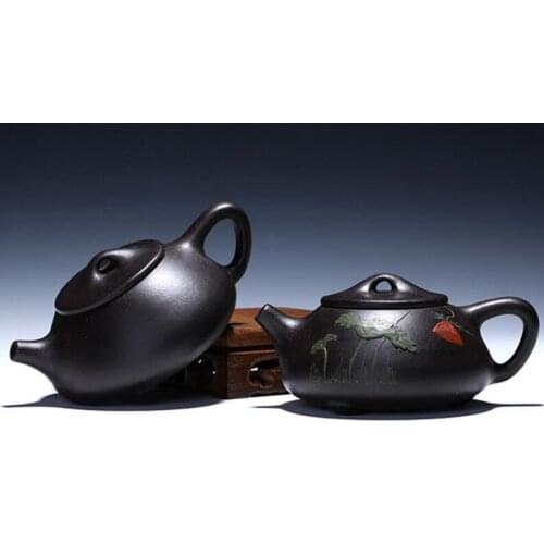 Yixing tea pot purple clay Stone scoop teapot beauties handmade kettle Tea set customized gifts authentic 188 ball holes 210ml