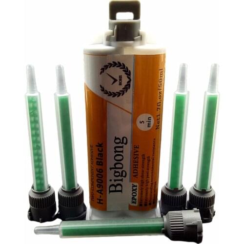 Epoxy Adhesive Glue Two-Component Resin Strong Adhesives 50ml 1:1 Black AB Glues with 5pc Static Mixing Nozzles 1:1 Mixed Tube