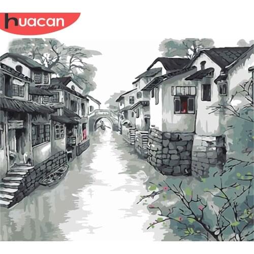 HUACAN Paint By Number House DIY Pictures By Numbers Landscape Kits Drawing On Canvas Hand Painted Painting Art Gift Home Decor