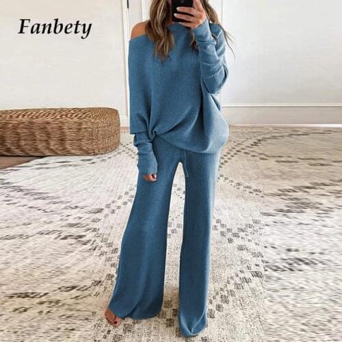 Women Fashion Casual Long Sleeve Tops Pullover And Long Pants Suits Spring Elegant O-Neck Two Piece Sets Female Homewear Sets