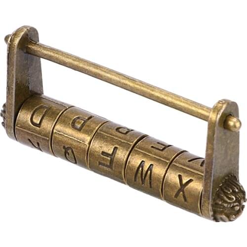 Metal Chinese Vintage Bronze Retro Combination Lock 5 Letter Password Lock Jewelry Box Padlock for Wooden Suitcase Drawer
