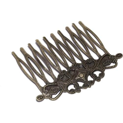 5pcs 52*56mm Antique bronze Teeth Metal Hair Comb Jewelry Making Hairpins Findings Hair Clips Accessories Women Charm Barrettes