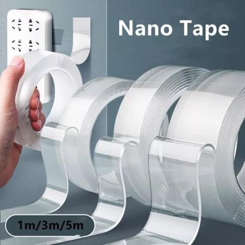 1 Roll Reusable Transparent Double-sided Tape Can Washed Acrylic Fixing Tape Nano tape No Trace Double-sided Tape