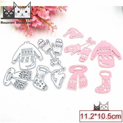 Reunion 1 Pack Christmas Socks Clothes Gloves Metal Cutting Dies Kscraft Dies for Scrapbooking Card Making Marry Christmas Decor