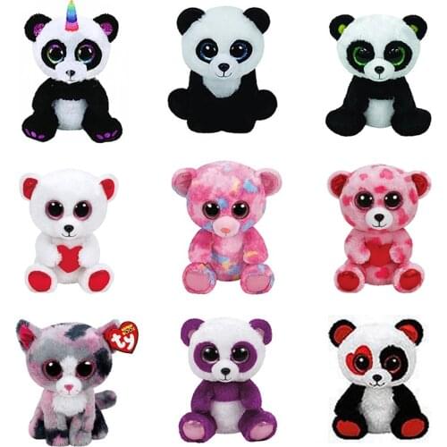 New 6" 15cm Ty Big Glitter Eyes Panda Plush Stuffed Animal Collectible Panda series Doll Toy Christmas Gift For Kids