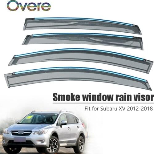Overe 4Pcs/1Set Smoke Window Rain Visor For Subaru XV 2012 2013 2014 2015 2016 2017 2018 ABS Awnings Shelters Accessories