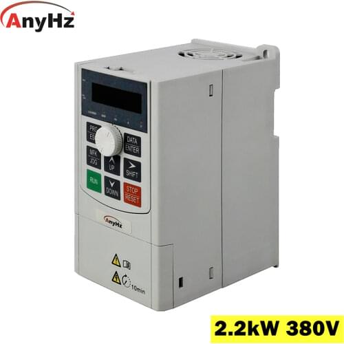 AnyHz 50Hz/60Hz 380V 2.2KW Frequency Inverter 3 Phase Output VFD 2.2KW Motor Variable Frequency Drive Speed Control