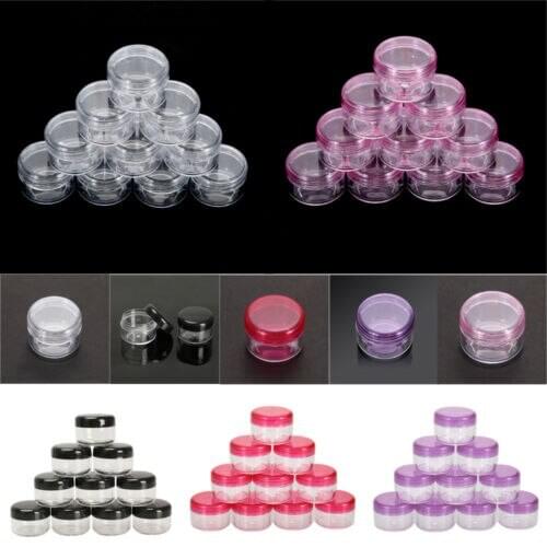 50Pcs Clear Plastic Container Mini Bottle Pot Jars Face Cream Cosmetic Storage Portable Bottle 5ML for Sampling Traveling Mixing