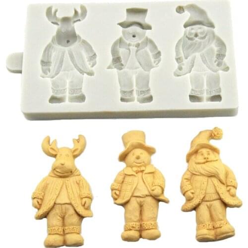 Christmas Santa Claus Bear Elk fondant cake decoration silicone mold Sugarcraft jelly soap chocolate silicone mold