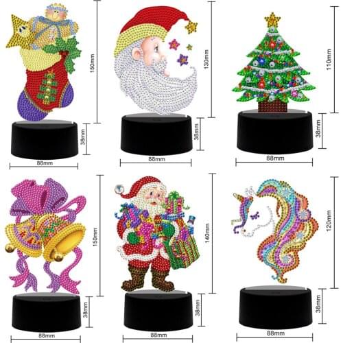 Christmas Decoration DIY Special Shaped Diamond Painting LED Light Santa Claus Embroidery Rhinestones Night Lamp Christmas Gift