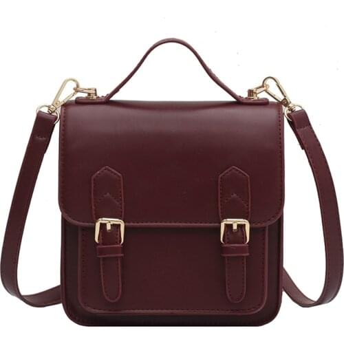 New Female Solid Color Tote Bag 2021 High Quality PU Leather Womens Designer Handbags Vintage Shoulder Messenger Bags 4 Colors