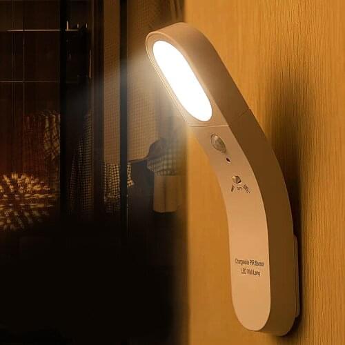 Led Wall Lamps Portable Modern Bedside Lamp Night Light USB LED Motion Sensor Human Body Induction Emergency Flashlight