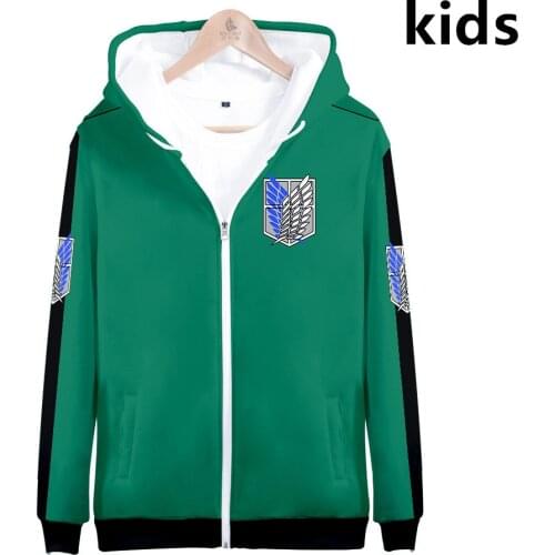 3 to 14 years kids hoodies Anime Attack on Titan Shingeki no Kyojin 3d zip up hoodie sweatshirt boy girl Jacket coat child tops