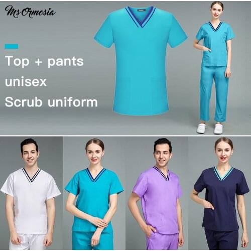 New Fashion High-quality Unisex Polyester-cotton Medical Accessories Beauty Salon V-neck Scrub Uniform Female Nurse Accessories