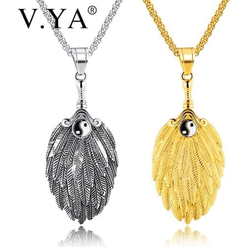 V.YA Classic Fan Shape Necklace Special Stainless Steel Gold Chains& Pendants For Male Jewelry Gift Dropshipping