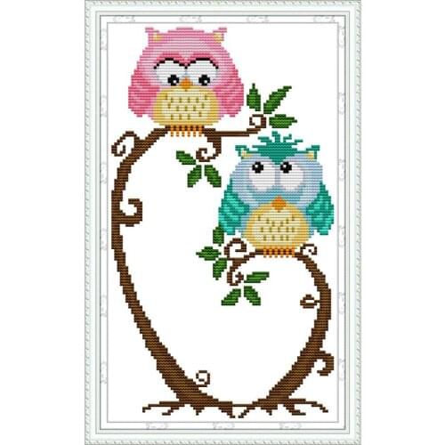 Everlasting Love Two Owls Chinese Cross Stitch Kits Ecological Cotton Clear Stampted Printed 14CT 11CT DIY Christmas Decoration