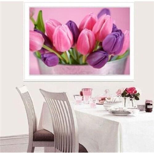 Needlework 5D Diy Diamond Painting Cross Stitch Diamond Embroidery Flower Vertical Print Rubiks Cube Drill Picture