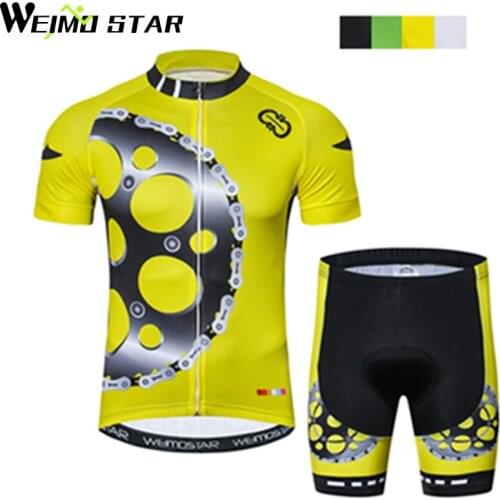 WEIMOSTAR Team Summer Cycling Jersey Mens Sets Gel Padded Bike Shorts Breathable Cycling Clothing Maillot Ropa Ciclismo