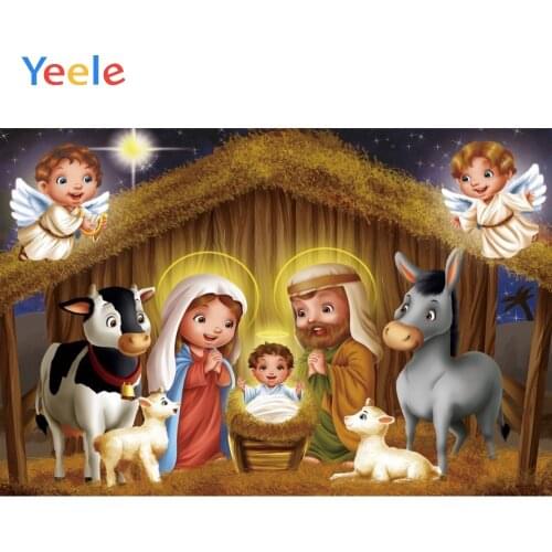 Yeele Christmas Nativity Scene Figures Angle Jesus Christian Photography Background Photographic Backdrop for Photo Studio Props