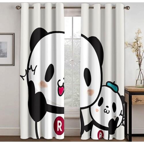 3D Cute Panda Cartoon Animal Pattern Blackout Curtain Set Hook, Suitable for Home Curtains In Living Room and Bedroom